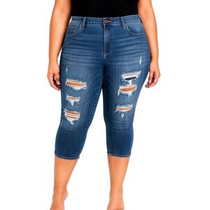 Judy Blue Women's Distressed Skinny Fit Capri Jeans Size 13/31 Denim